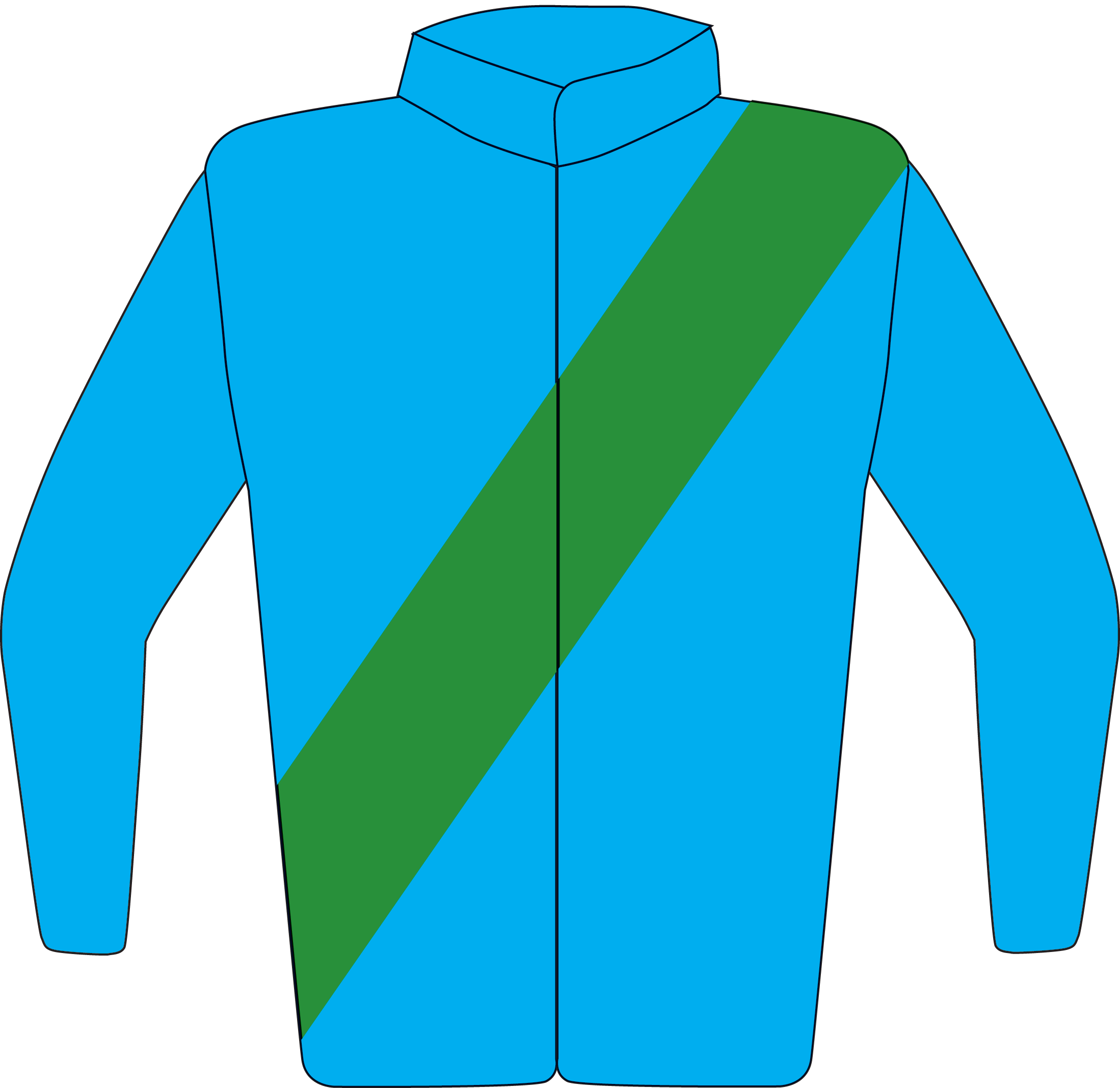Colours: Light blue, Green Sash