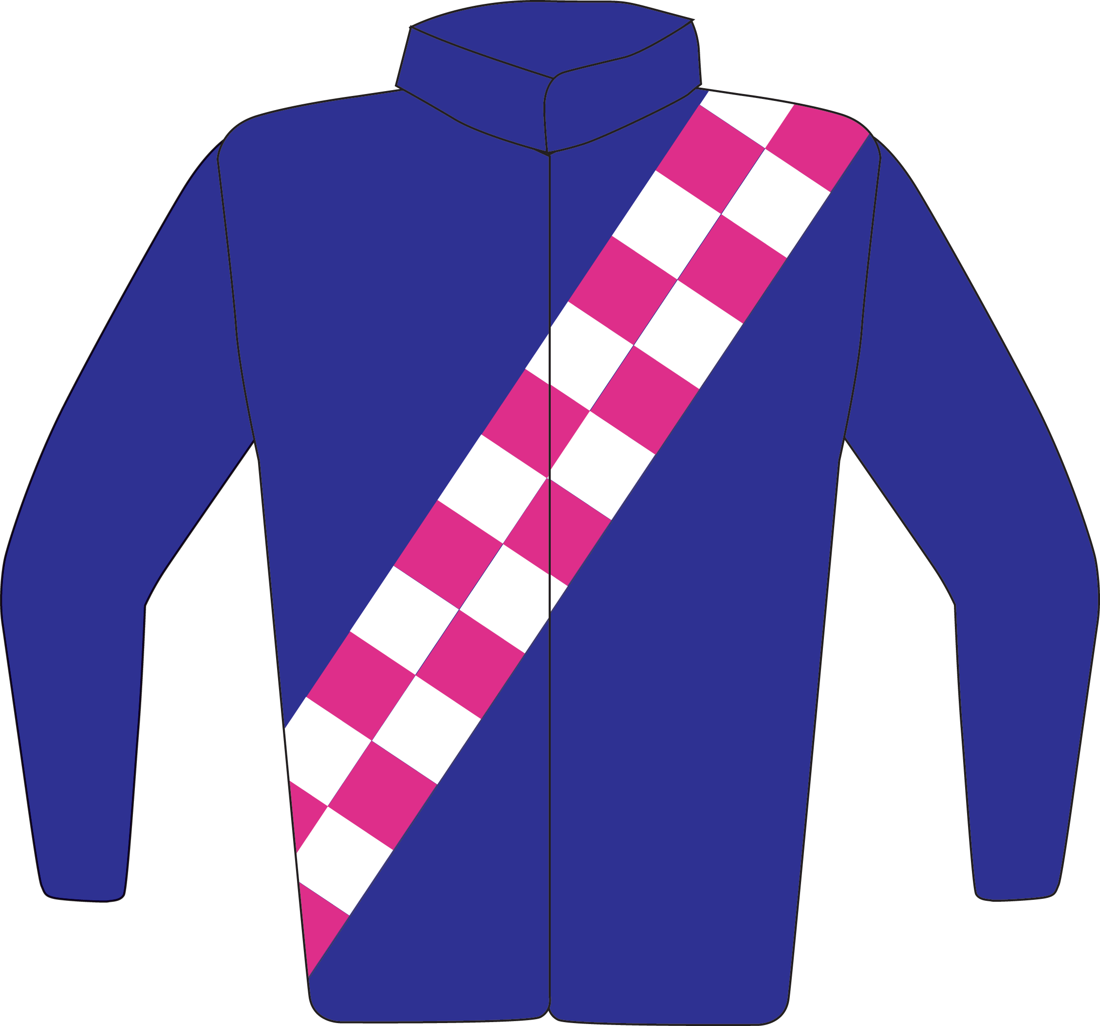 Colours: Royal Blue, Cerise & White Chequered Sash