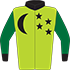 Colours: Fluorescent Green, Black Moon, Stars & Collar, Forest Green Sleeves & Black Cuffs