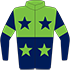 Colours: Lime Green & Navy Blue Halves & Stars, Navy Blue Sleeves & Lime Green Armbands
