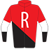 Colours: Red & Black Diagonal Halves, White R, Red Sleeves, Black & White Cuffs