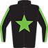 Colours: Black, Lime Green Star, Stripe on Sleeves