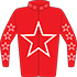 Colours: Red, White Outlined Star, White Outlined Stars on Collar, Sleeves