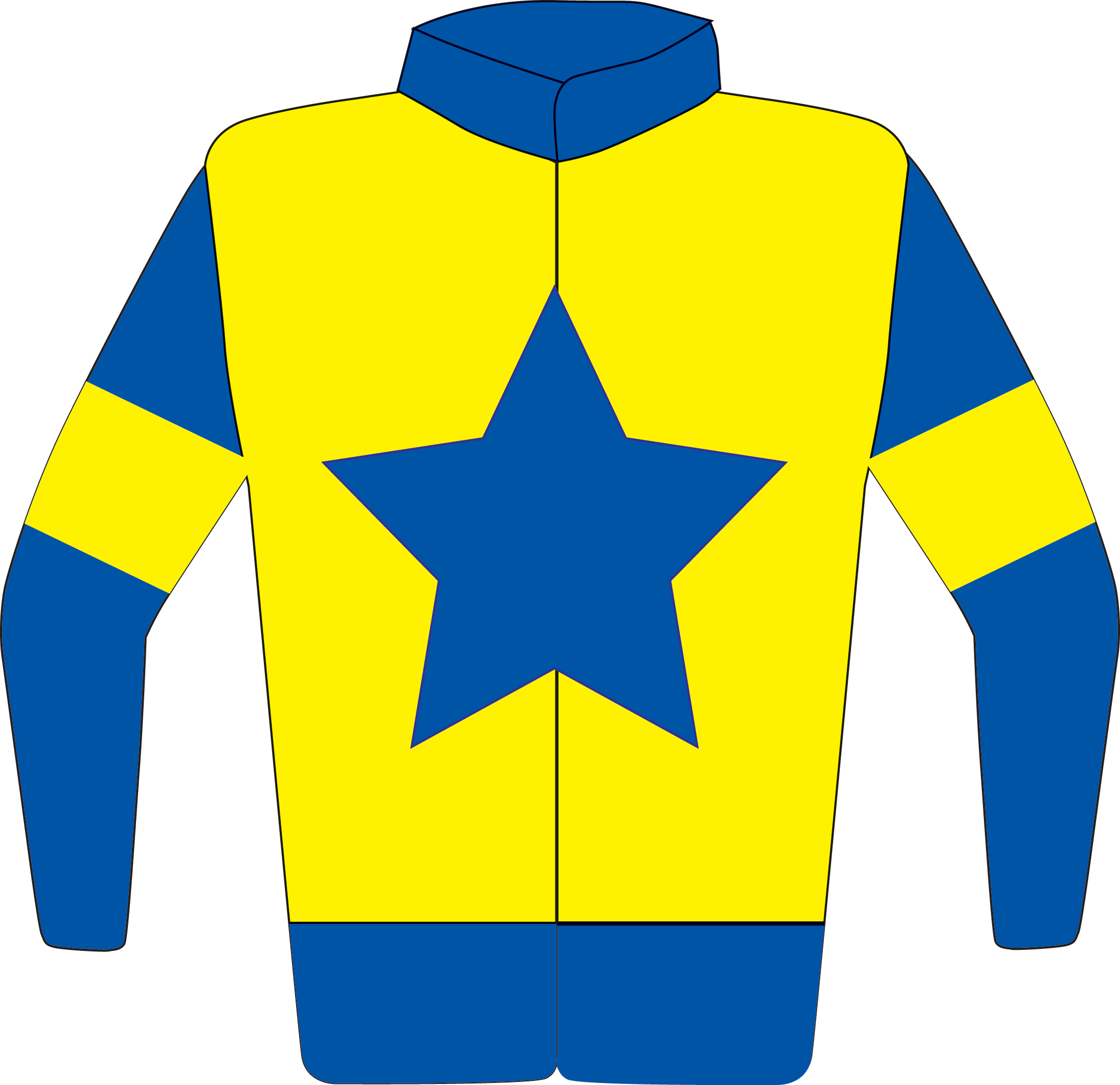 Colours: Yellow, Blue Star, Collar, Waistband & Sleeves, Yellow Armbands