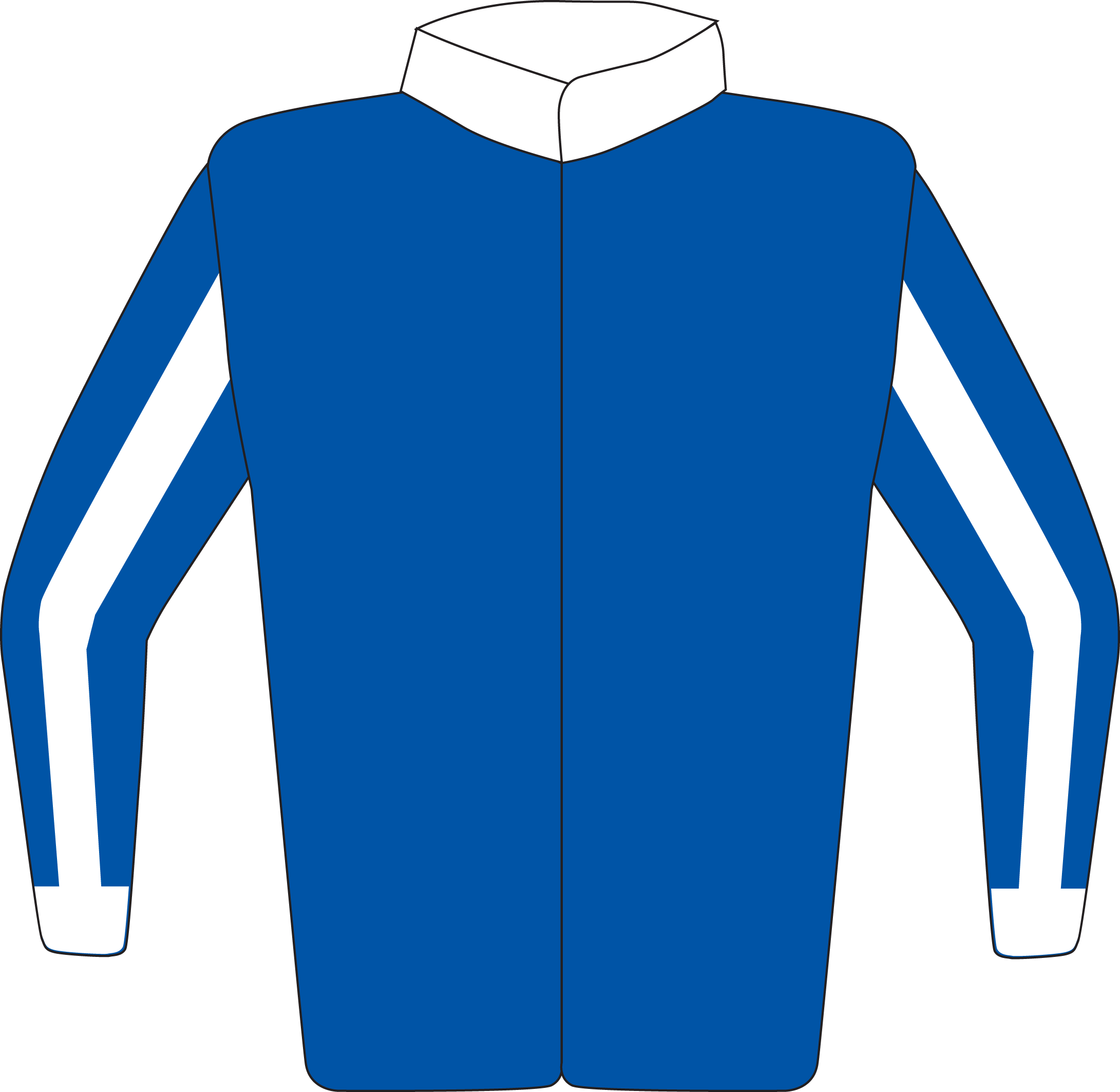 Colours: Royal Blue, White Collar & Striped Sleeves, White Cuffs