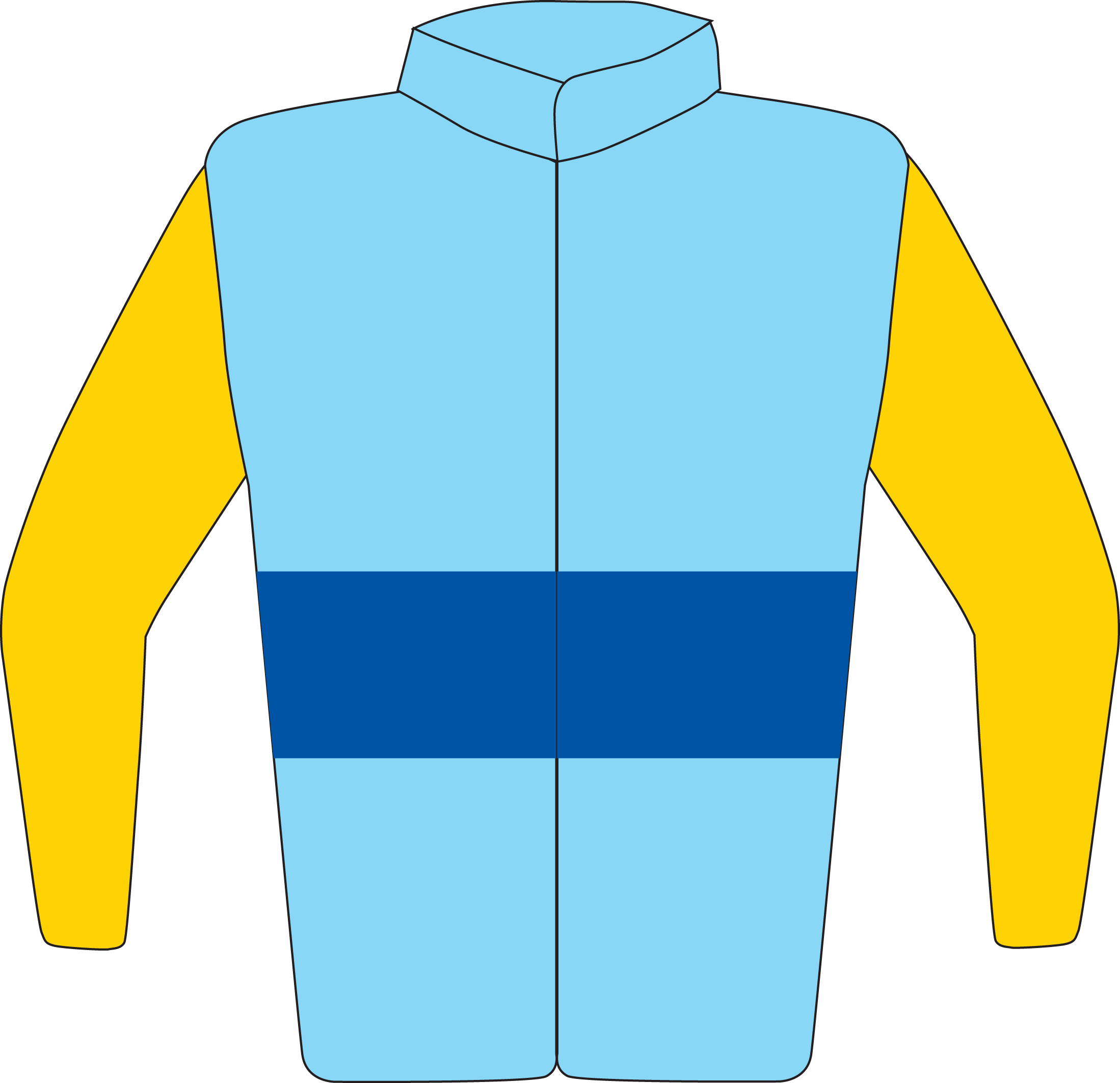 Colours: Light Blue, Royal Blue Hoop & Gold Sleeves