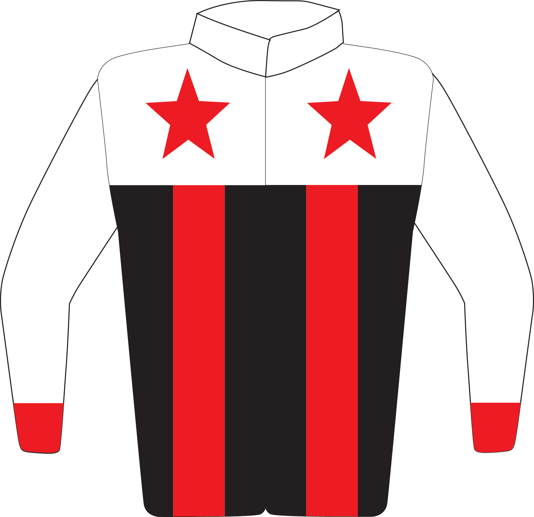 Colours: Black, Red Braces, Stars on White Yoke, White Sleeves & Red Cuffs