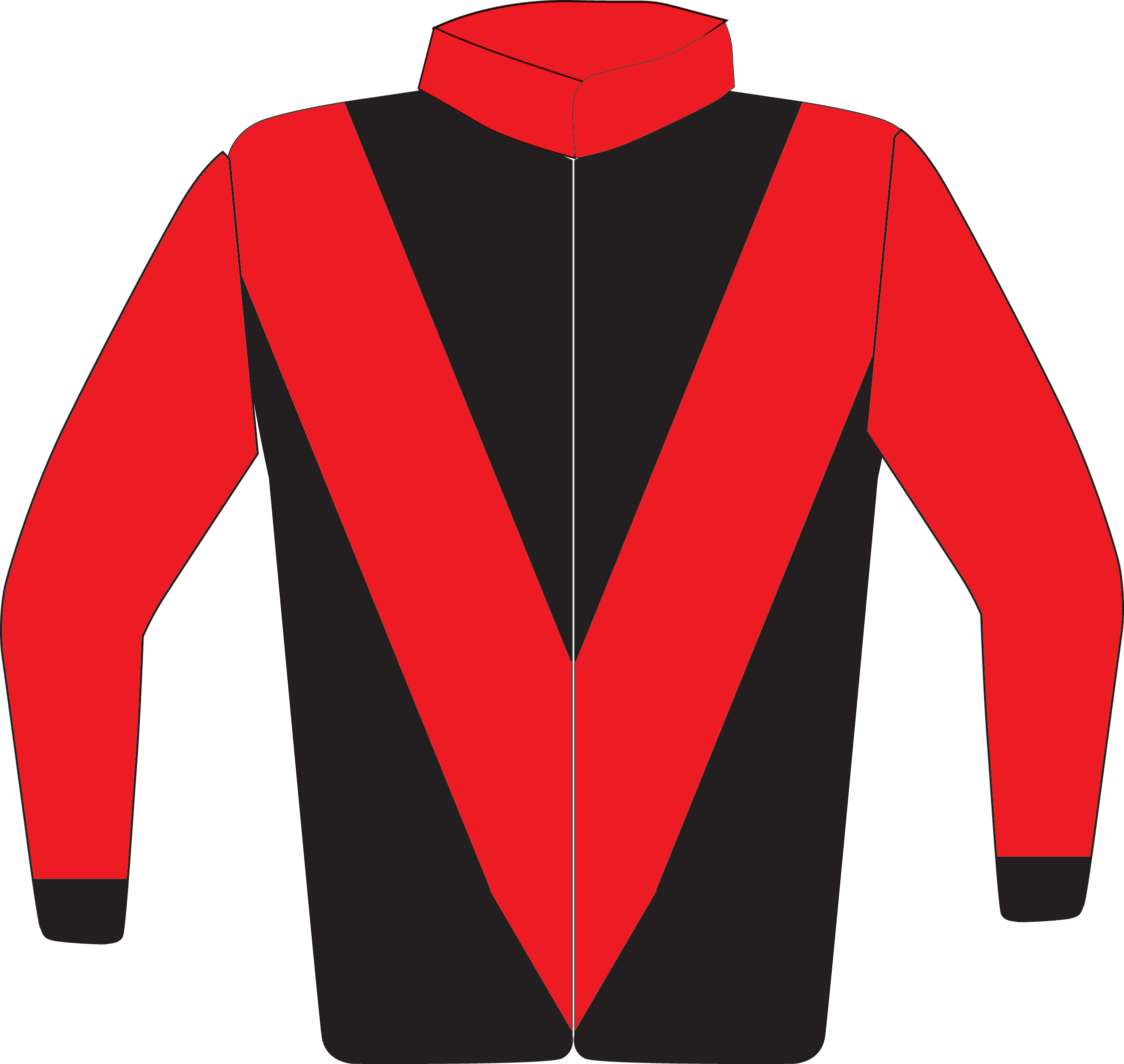 Colours: Black, Red V, Collar & Sleeves, Black Cuffs