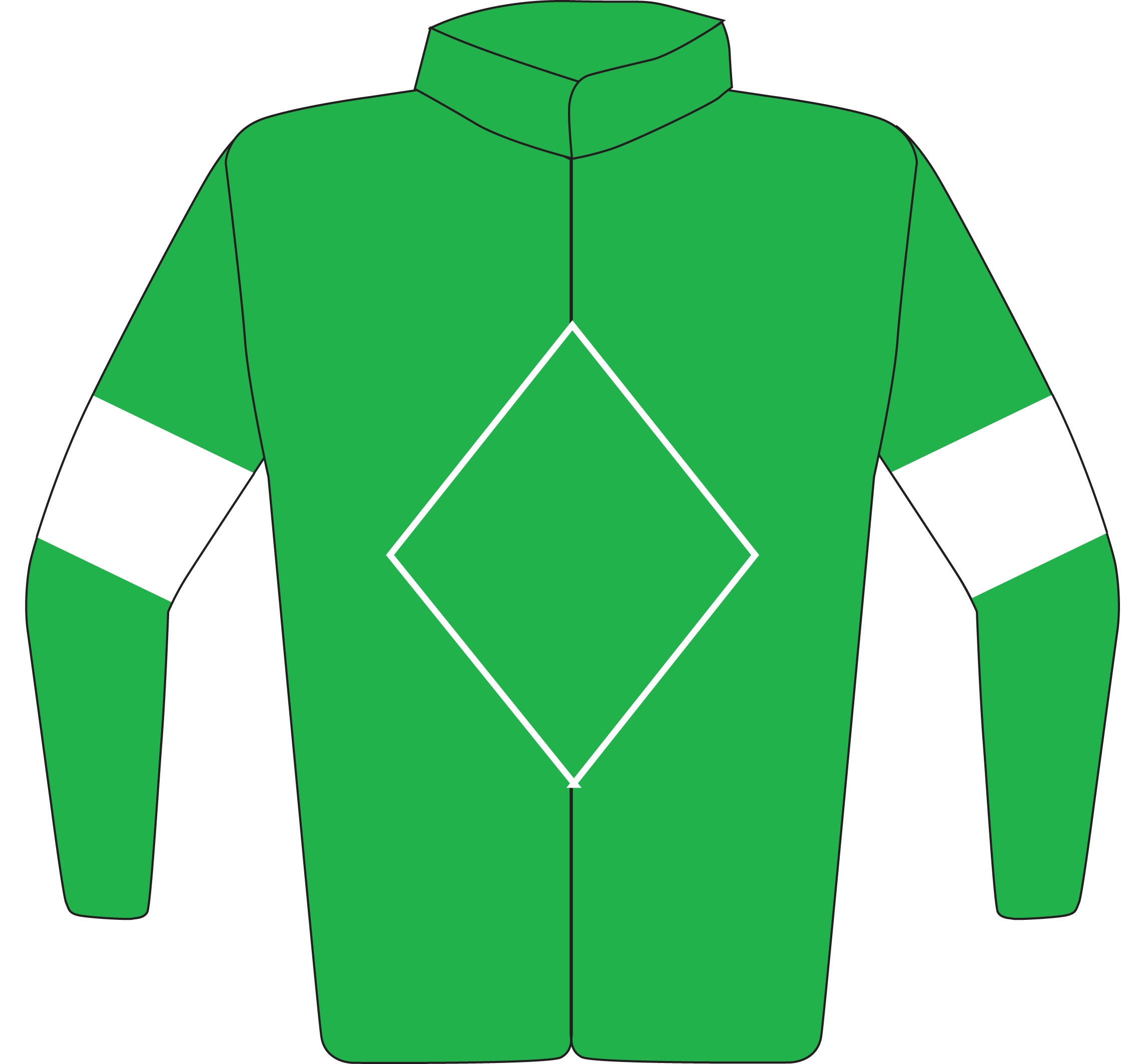 Colours: Green, White Outlined Diamond & White Armbands