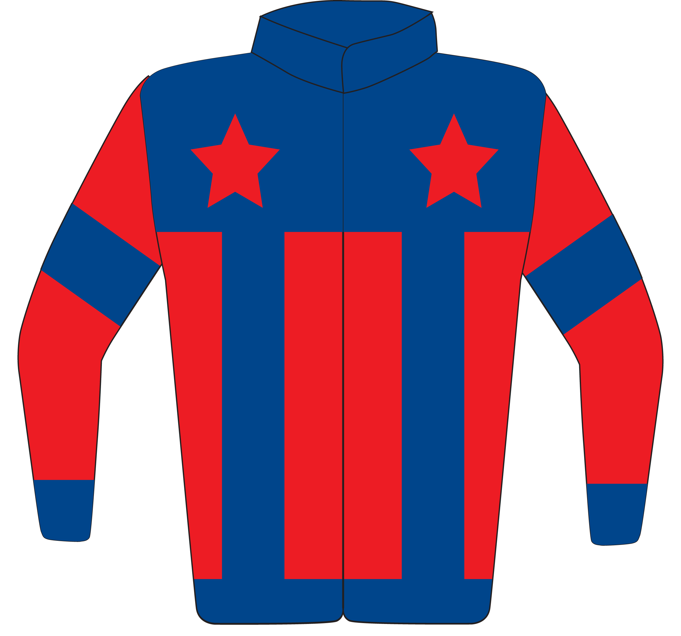 Colours: Red, Red Stars on Blue Yoke, Blue Braces, Armbands & Cuffs
