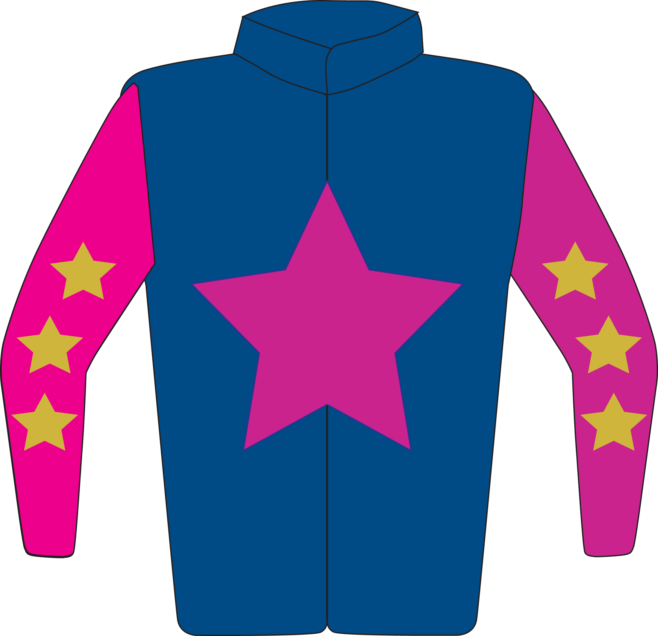 Colours: Royal Blue, Cerise Star, Gold Stars on Cerise Sleeves