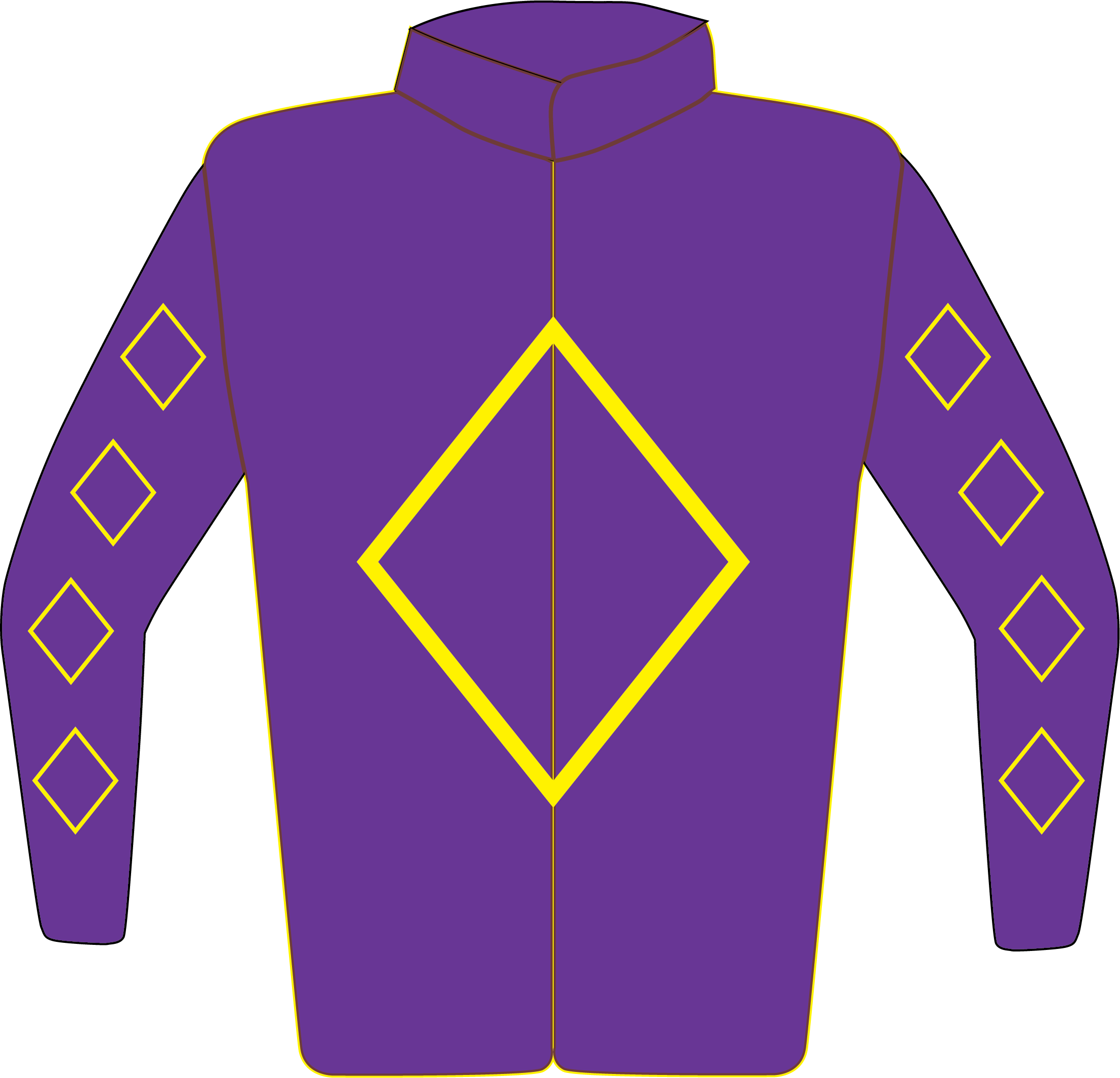 Colours: Purple, Yellow Outlined Diamond, Yellow Seams, Yellow Outlined Diamonds on Sleeves