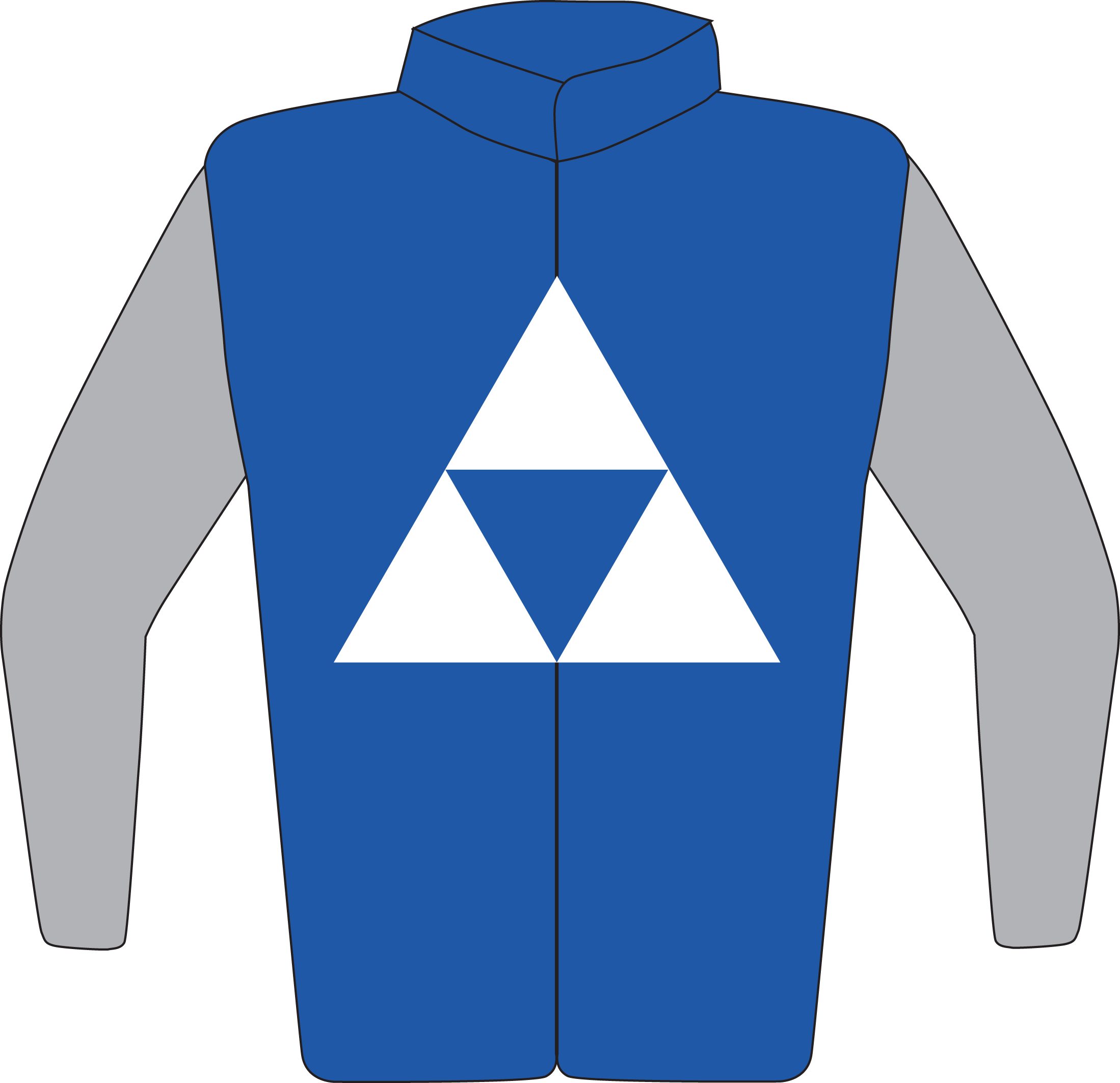 Colours: Blue, Blue & White Triangle, Silver Grey Sleeves