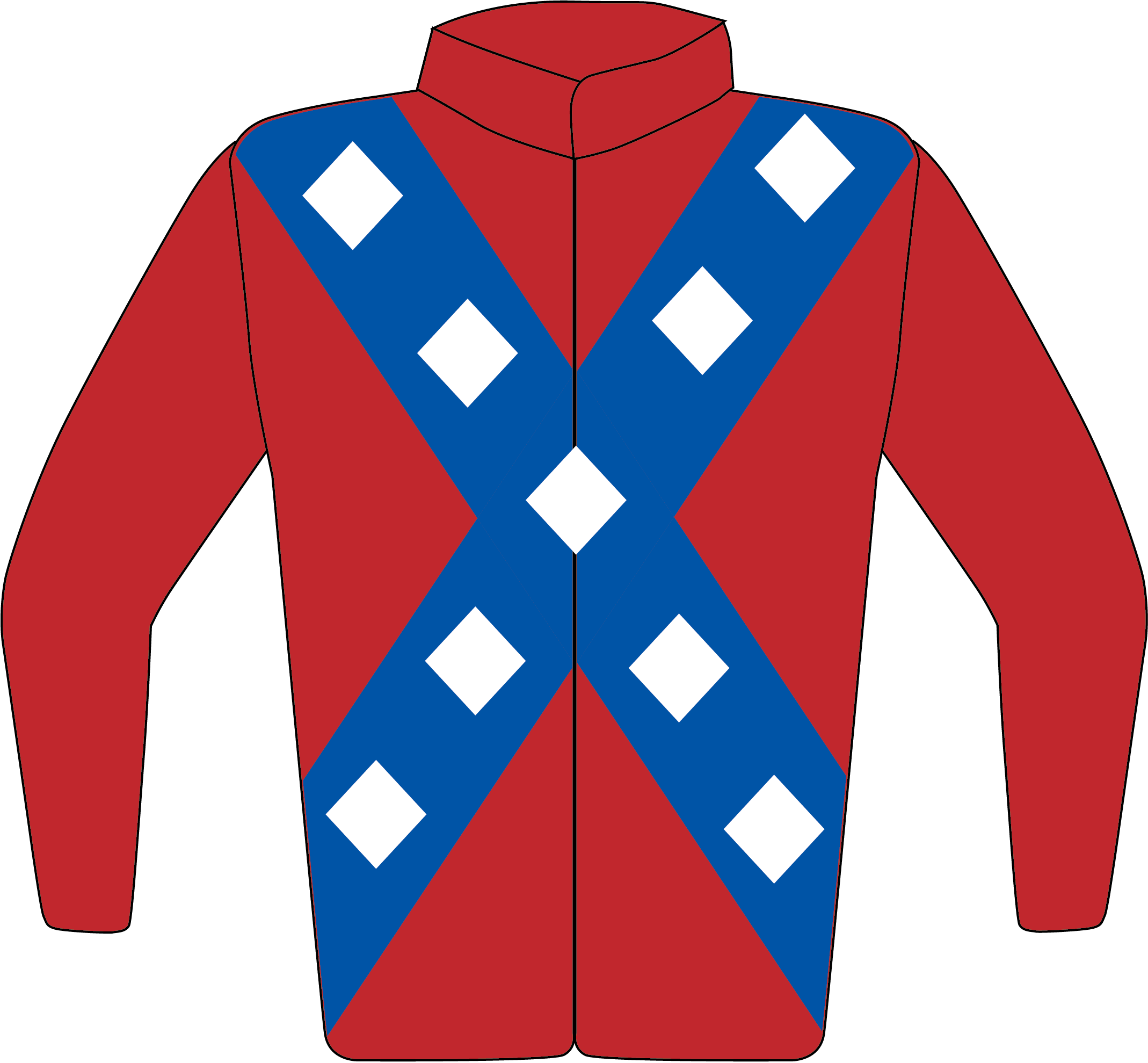 Colours: Red, White Diamonds on Blue Crossed Sashes
