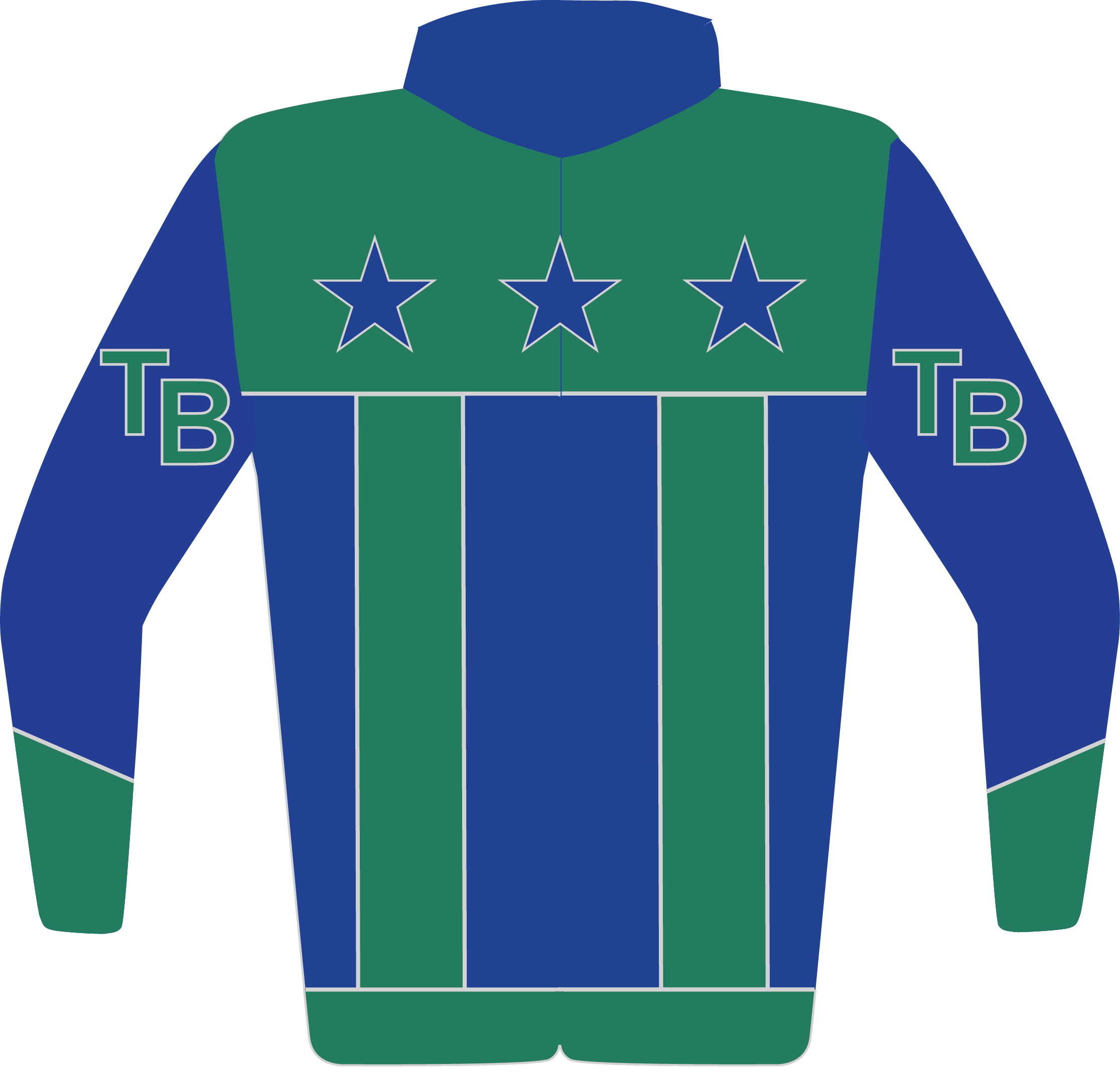 Colours: Blue, Blue Stars on Green Yoke, Green Braces & Cuffs