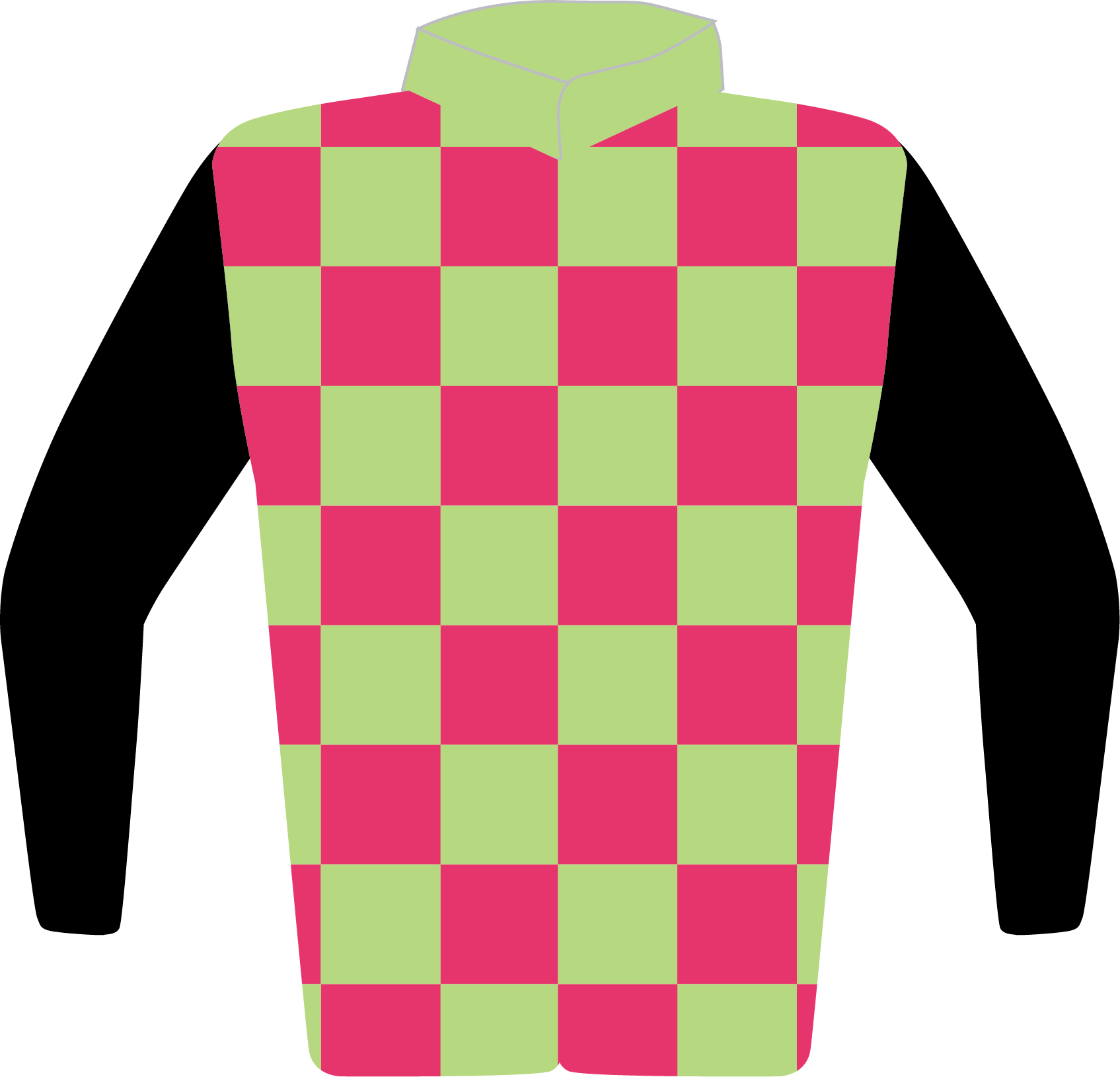 Colours: Light Green & Pink Chequers, Black Sleeves