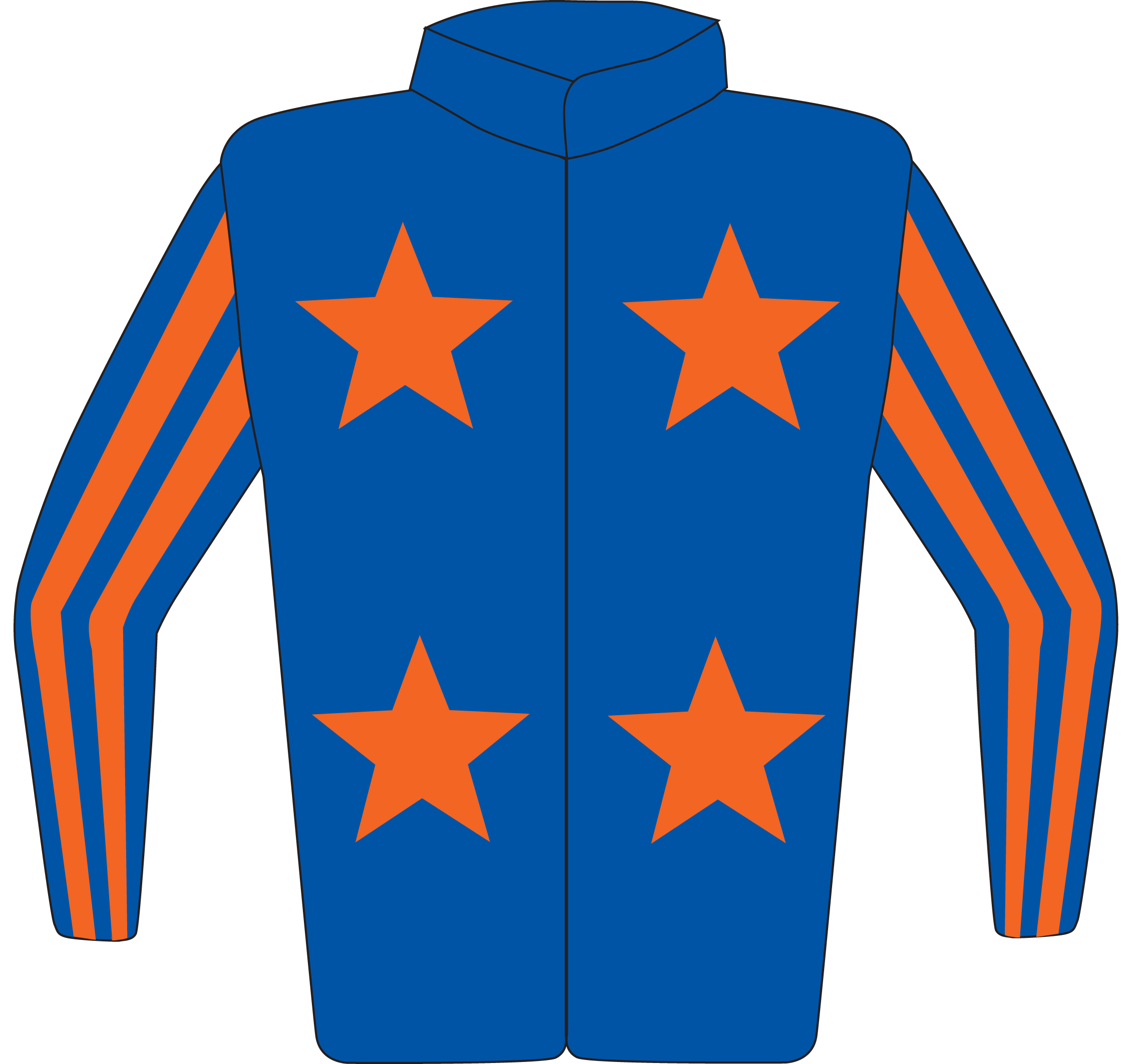 Colours: Blue, Tangerine Stars, Blue & Tangerine Striped Sleeves