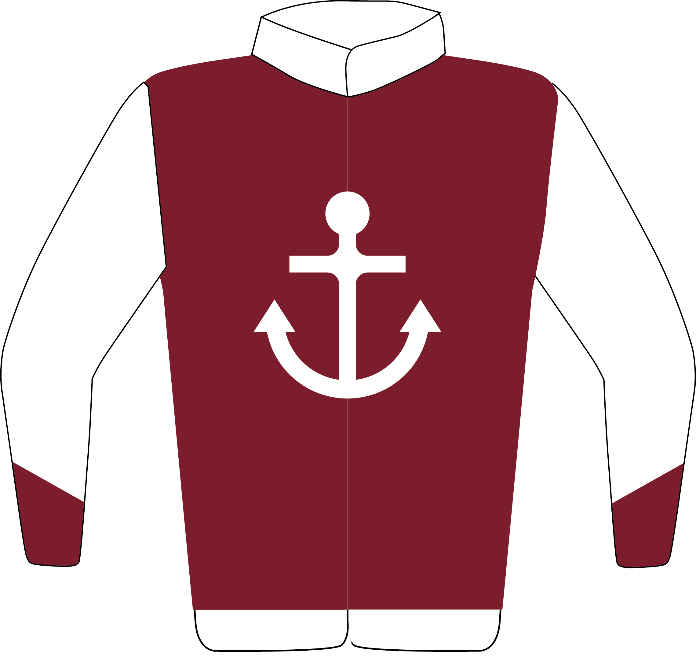 Colours: Maroon, White Anchor, Collar & Sleeves, Maroon Cuffs