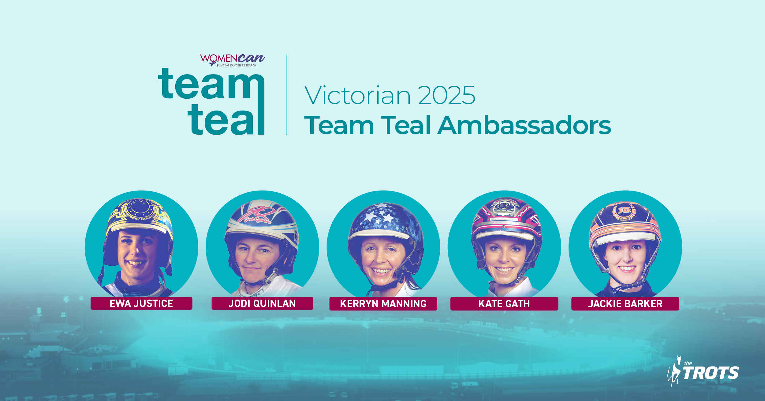 Female drivers don teal pants in support of WomenCan